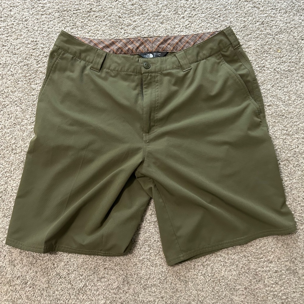 The North Face Green Flat Front Shorts with Elastic Waistband